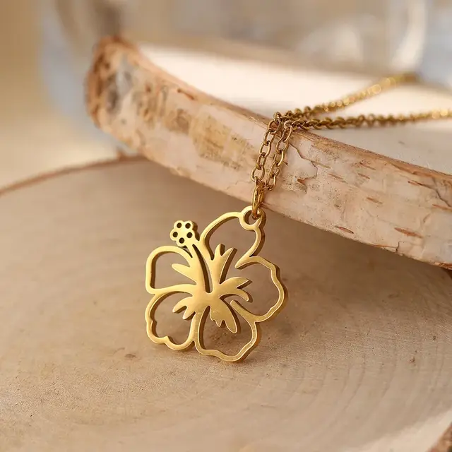 Goudkleurige Stainless Steel Hibiscus Ketting 50 cm | Goodies