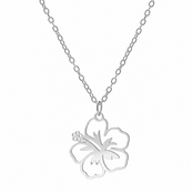Zilverkleurige Stainless Steel Hibiscus Ketting 50 cm | Goodies