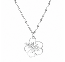 Zilverkleurige Stainless Steel Hibiscus Ketting 50 cm | Goodies