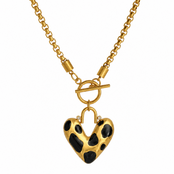 Goudkleurige Stainless Steel Leopard Hart Ketting 46 cm | Goodies