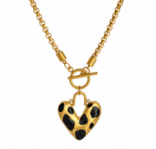 Goudkleurige Stainless Steel Leopard Hart Ketting 46 cm | Goodies