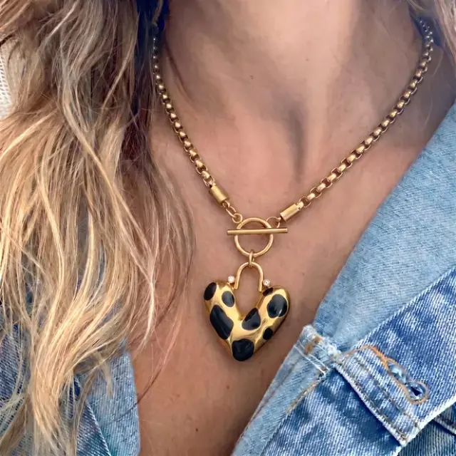 Goudkleurige Stainless Steel Leopard Hart Ketting 46 cm | Goodies
