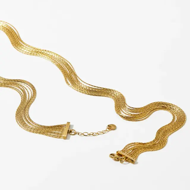 Zilverkleurige Stainless Steel Multi-Strand Ketting 34 + 8 cm | Goodies