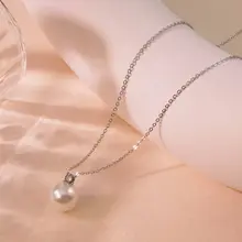 Zilverkleurige Stainless Steel Parel Ketting met Zirconia | Goodies
