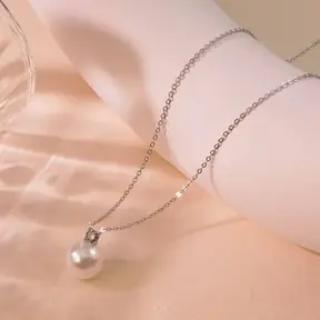 Zilverkleurige Stainless Steel Parel Ketting met Zirconia | Goodies