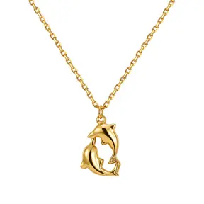 Goudkleurige Stainless Steel Dolfijnen Ketting 38 + 5 cm | Goodies