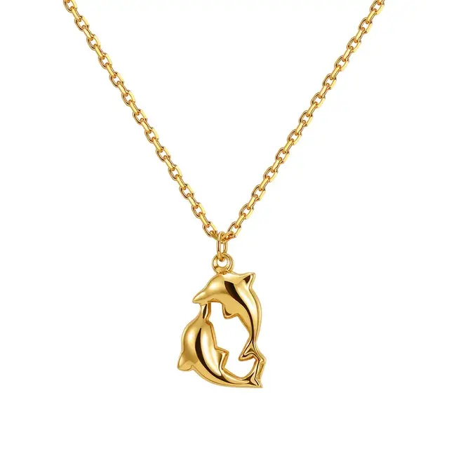 Goudkleurige Stainless Steel Dolfijnen Ketting 38 + 5 cm | Goodies