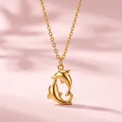 Goudkleurige Stainless Steel Dolfijnen Ketting 38 + 5 cm | Goodies