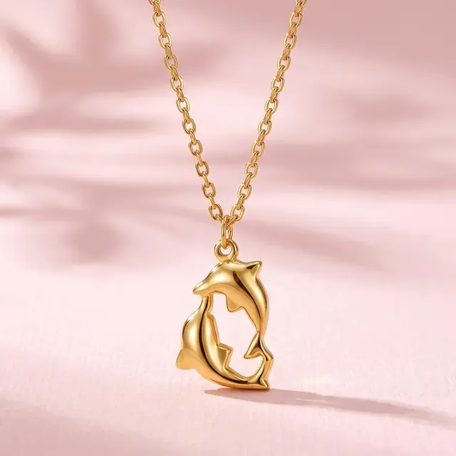 Goudkleurige Stainless Steel Dolfijnen Ketting 38 + 5 cm | Goodies