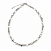 Zilverkleurige Stainless Steel Bolletjes Ketting met Parels 39 + 5 cm | Goodies