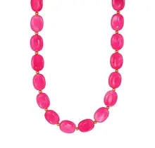 Fuchsia Resin Kralenketting met Stainless Steel 38 + 5 cm | Goodies