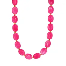 Fuchsia Resin Kralenketting met Stainless Steel 38 + 5 cm | Goodies