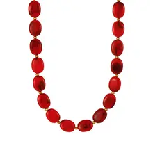 Rode Resin Kralenketting met Stainless Steel 38 + 5 cm | Goodies