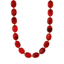 Rode Resin Kralenketting met Stainless Steel 38 + 5 cm | Goodies