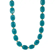 Turquoise Resin Kralenketting met Stainless Steel 38 + 5 cm | Goodies