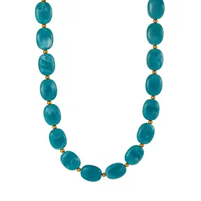 Turquoise Resin Kralenketting met Stainless Steel 38 + 5 cm | Goodies