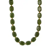 Olijfgroene Resin Kralenketting met Stainless Steel 38 + 5 cm | Goodies
