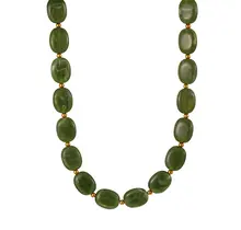 Olijfgroene Resin Kralenketting met Stainless Steel 38 + 5 cm | Goodies