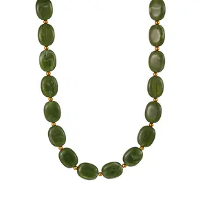 Olijfgroene Resin Kralenketting met Stainless Steel 38 + 5 cm | Goodies
