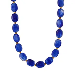 Kobaltblauwe Resin Kralenketting met Stainless Steel 38 + 5 cm | Goodies