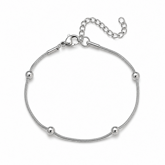 Zilverkleurige Stainless Steel Bolletjes Armband 17 + 5 cm | Goodies
