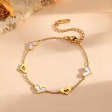 Stainless Steel Armband Hartjes Goud – Minimalistische Hartjes Armband 17+5 cm Waterproof