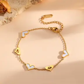 Stainless Steel Armband Hartjes Goud – Minimalistische Hartjes Armband 17+5 cm Waterproof