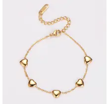 Goudkleurige Stainless Steel Armband met Hartjes | Goodies