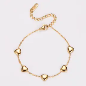 Goudkleurige Stainless Steel Armband met Hartjes | Goodies