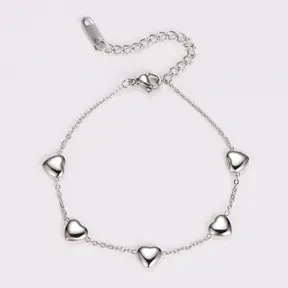 Zilverkleurige Stainless Steel Armband met Hartjes | Goodies