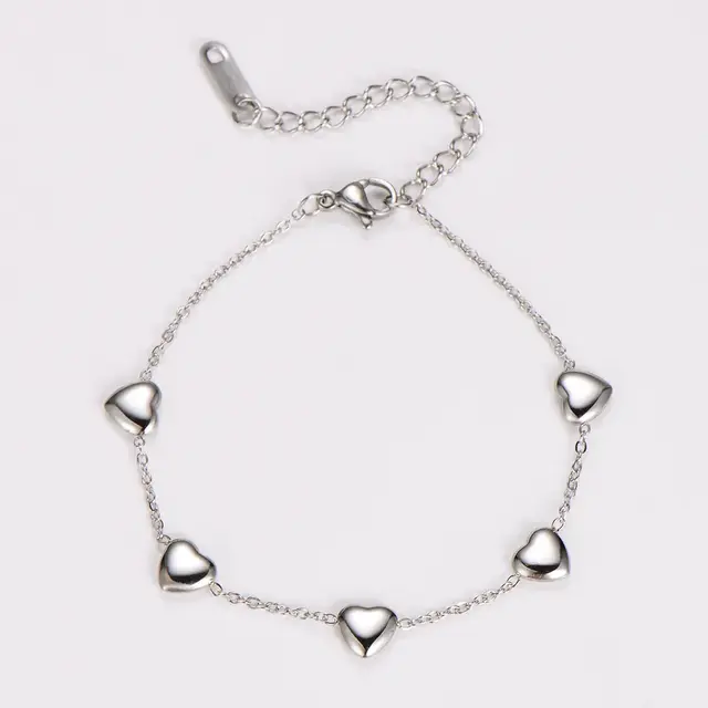 Zilverkleurige Stainless Steel Armband met Hartjes | Goodies