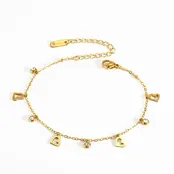 Goudkleurige Stainless Steel Hartjes Armband met Zirconia 16 + 5 cm | Goodies