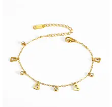 Goudkleurige Stainless Steel Hartjes Armband met Zirconia 16 + 5 cm | Goodies