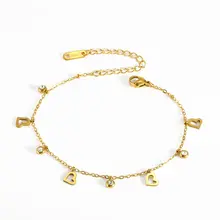 Goudkleurige Stainless Steel Hartjes Armband met Zirconia 16 + 5 cm | Goodies