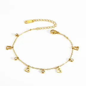 Goudkleurige Stainless Steel Hartjes Armband met Zirconia 16 + 5 cm | Goodies
