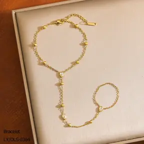 Goudkleurig Stainless Steel Handsieraad met Druppel Zirconia | Goodies