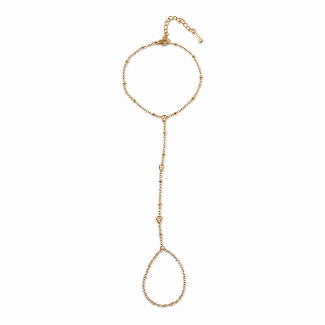 Goudkleurige Stainless Steel Handketting met Zirconia Druppels | Goodies