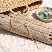 Goudkleurige Stainless Steel Handketting Schelp & Zirconia | Goodies
