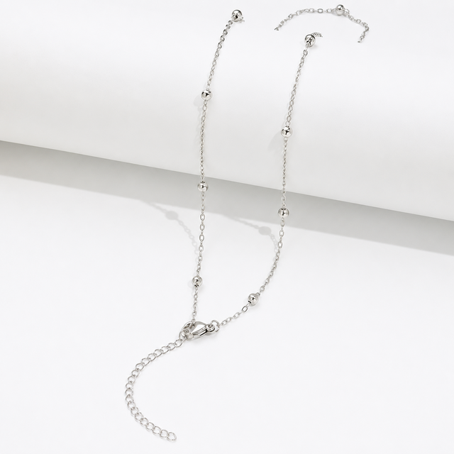 Zilverkleurige Stainless Steel Bolletjesketting 45 + 5 cm | Goodies