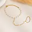 Goodies Label Goudkleurige Stainless Steel Handketting met Witte Parels | Goodies