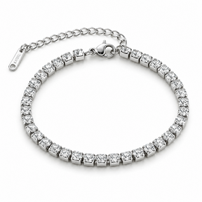 Zilverkleurige Stainless Steel Tennis Armband met Zirconia | Goodies