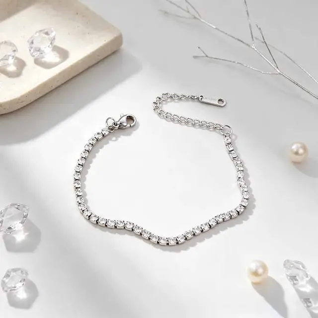 Zilverkleurige Stainless Steel Tennis Armband met Zirconia | Goodies