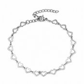 Zilverkleurige Stainless Steel Hartjes Armband 17 + 5 cm | Goodies