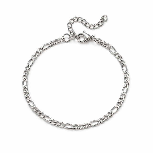 Zilverkleurige Stainless Steel Figaro Armband 17 + 5 cm | Goodies