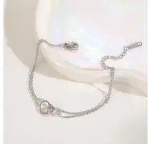 Zilverkleurige Stainless Steel Dubbele Hartjes Armband 16 + 5 cm | Goodies