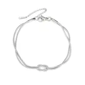 Zilverkleurige Stainless Steel Dubbele Knoop Armband | Goodies