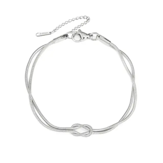 Zilverkleurige Stainless Steel Dubbele Knoop Armband | Goodies