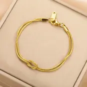 Goudkleurige Stainless Steel Dubbele Knoop Armband | Goodies