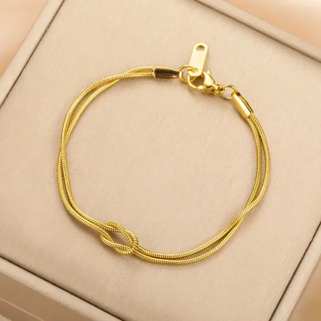 Goudkleurige Stainless Steel Dubbele Knoop Armband | Goodies