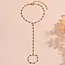 Goodies Label Goudkleurige Stainless Steel Handketting met Zwarte Kralen | Goodies